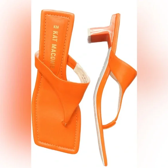 Kat Maconie Square Toe Flip Flop Block Heels - Picture 2 of 4